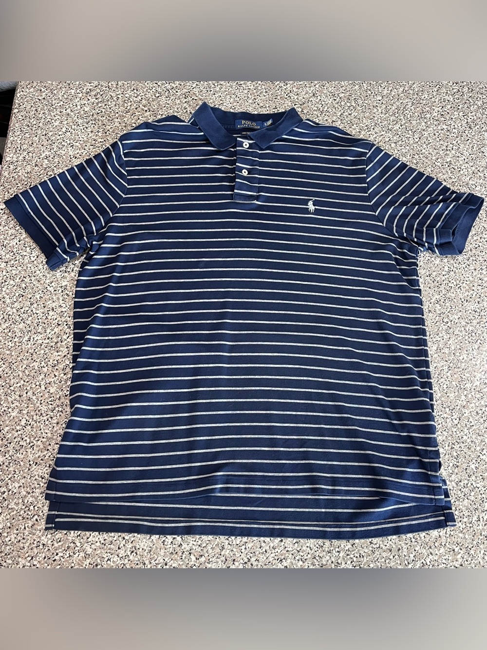 Polo Ralph Lauren Pima Soft Touch Polo Navy Blue/ Grey Mens XL